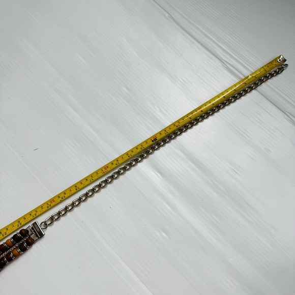 Vintage Western style beaded Silver and Brown chain belt western metal medallion - Picture 8 of 8